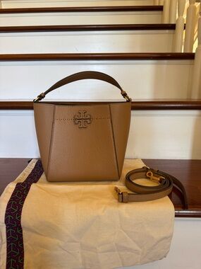 Tory Burch Tan Pebbled Leather Top-Handle Shoulder Bag